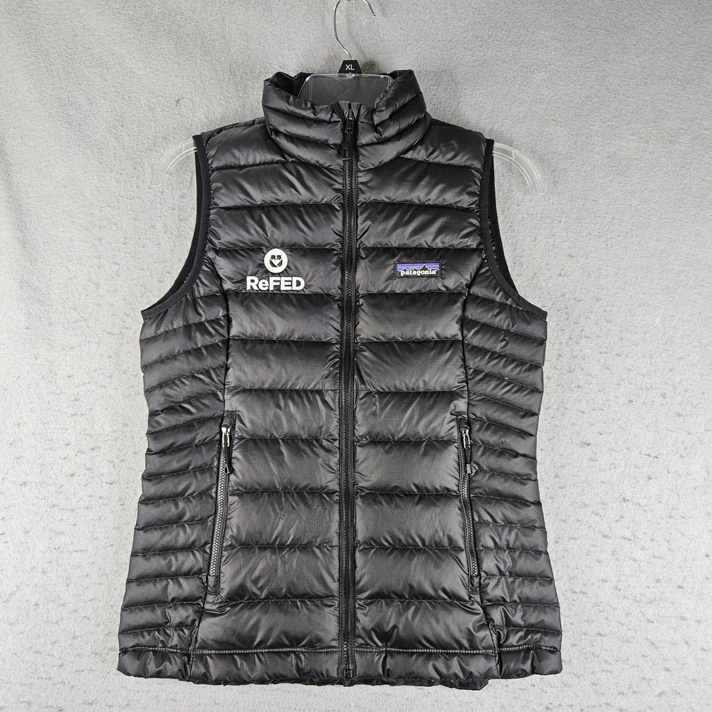 Patagonia Vest Womens XS Black Down Puffer Full Zip ReFED Logo STY84628FA19